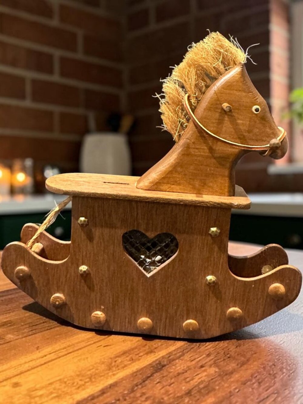 Vintage Handcrafted Wooden Rocking Horse, Nursery Decor, Country Farmhouse
